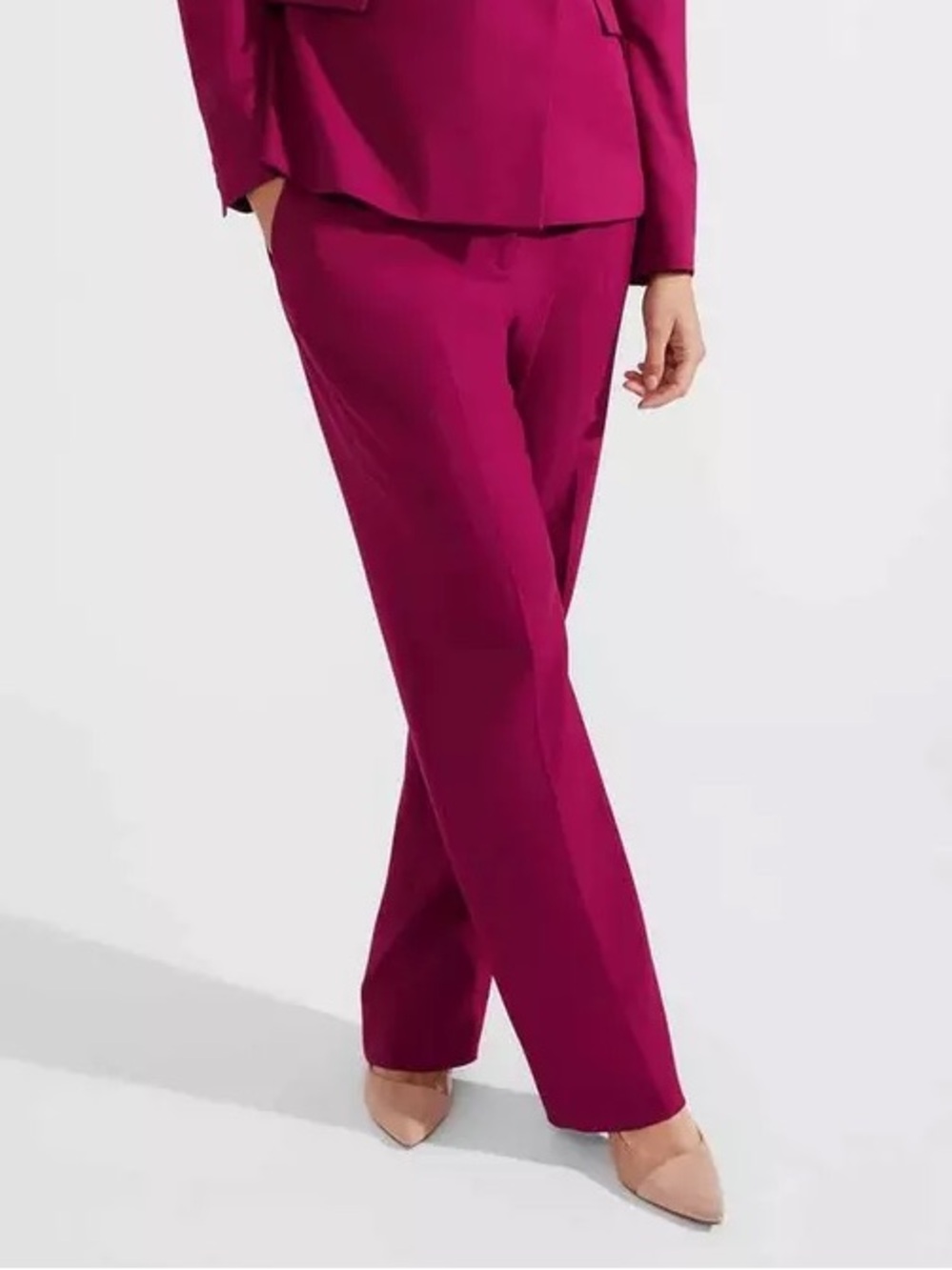 Hobbs London 8 Magenta Straight Leg Trouser Work Pants Vibrant Colorful Stretchy